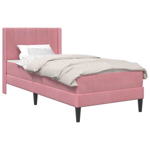vidaXL Cadre de lit avec matelas Rose 100 x 200 cm Velours