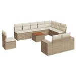 vidaXL Salon de jardin 11 Pièces avec coussins beige résine tressée