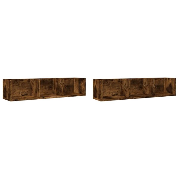 vidaXL Armoires murales 2Pièces chêne fumé 75x18x16 5cm bois d'ingénierie