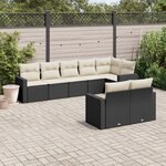 vidaXL Salon de jardin 8 Pièces avec coussins noir résine tressée