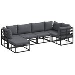 Ensemble de canapé de jardin avec coussin 6 Pièces Noir Aluminium