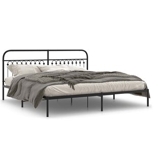 vidaXL Cadre de lit métal sans matelas avec tête de lit noir 200x200cm