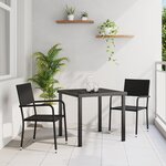 vidaXL Ensemble de salle à manger de jardin 3 pièces en rattan poly noir
