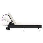 vidaXL Chaise longue avec roues et coussin noir résine tressée