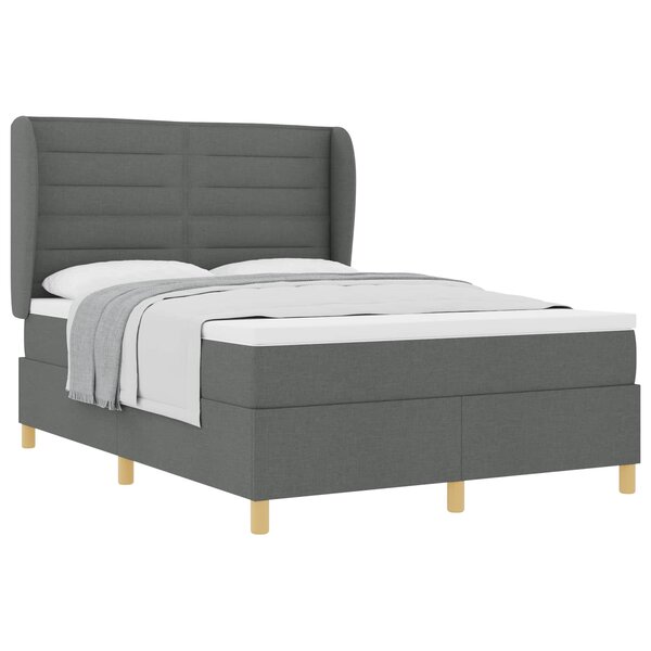 vidaXL Lit à ressorts avec matelas Gris foncé 200 x 140 cm tissu