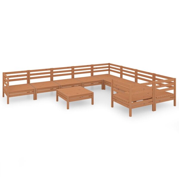 Salon de jardin meuble d'extérieur ensemble de mobilier 10 pièces marron miel bois de pin massif 02_0015269