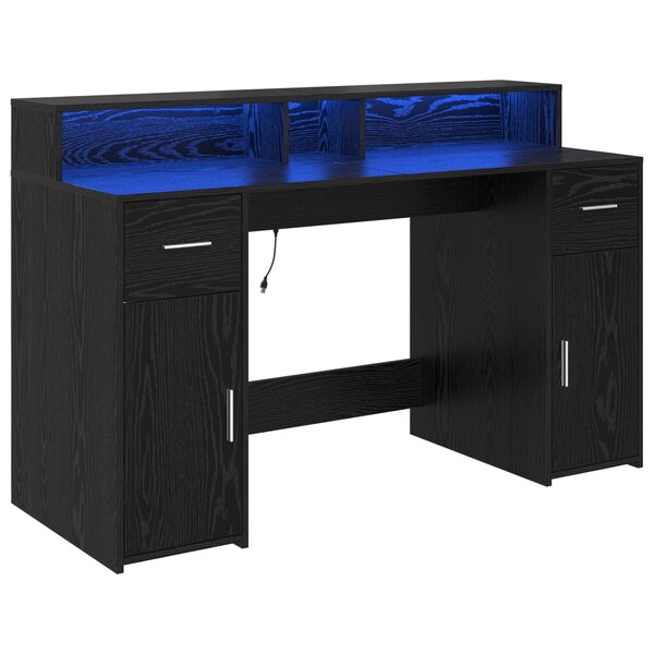 vidaXL bureau Chêne noir 140x55x91 cm Bois d'ingénierie