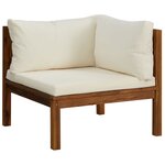 vidaXL Salon de jardin 5 Pièces avec coussin crème Bois d'acacia solide