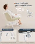 Chaise de bureau fauteuil ergonomique style moderne avec base en étoile siège large et confortable hauteur réglable siège pivotant tissu coton-lin blanc 12_0006059