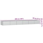 vidaXL Lit surélevé de jardin 480x80x77 cm Acier galvanisé Argenté