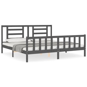 vidaXL Cadre de lit sans matelas gris 200x200 cm bois massif de pin