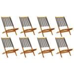 vidaXL Chaises de jardin pliables lot de 8 gris bois d'acacia massif