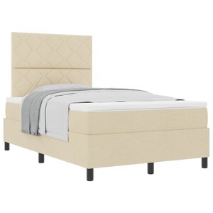 vidaXL Lit à ressorts avec tête de lit Crème 120 x 190 cm tissu