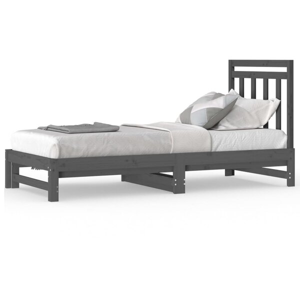 vidaXL Lit coulissant Gris 2x(90x200) cm Bois de pin massif