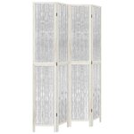 vidaXL Cloison de séparation 4 panneaux blanc bois de paulownia massif