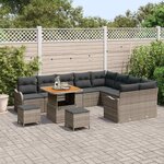 vidaXL Ensemble de canapé de jardin 12 Pièces Gris polyrotin