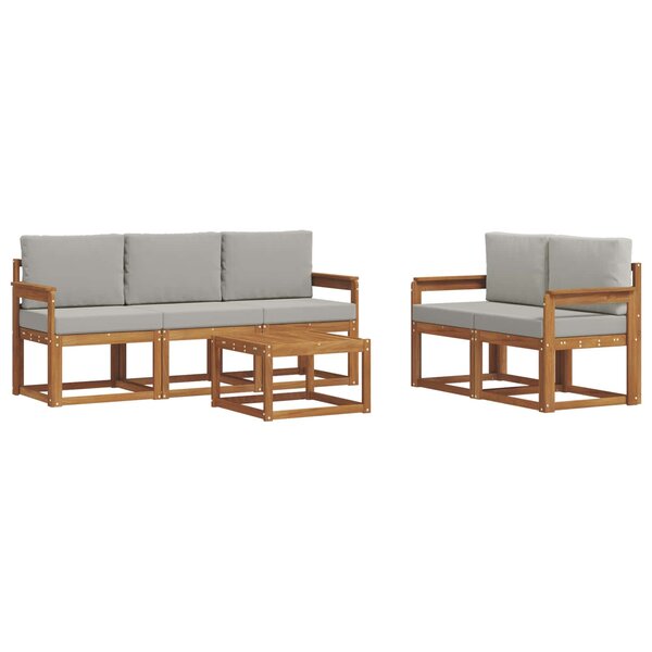 vidaXL Ensemble de canapés d'extérieur 6 pc Gris Naturel et Clair