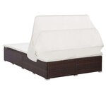 vidaXL Transat à 2 places avec coussin Résine tressée Marron