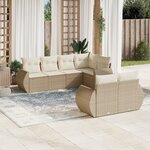 vidaXL Salon de jardin avec coussins 7 Pièces beige résine tressée
