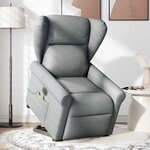 vidaXL Fauteuil inclinable de massage électrique Gris clair Tissu