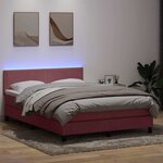 vidaXL Sommier à lattes de lit avec matelas et LED rose 160x220 cm velours