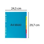 Intercalaire a4+ polypropylène coloré opaque exacompta 6 onglets neutres réinscriptibles multicolores - 1 jeu