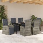 vidaXL Ensemble de salle à manger de jardin 7 pièces avec coussins Gris Poly Rattan