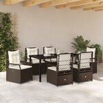 vidaXL Ensemble de Salle à Manger de Jardin 7 Pièces Rattan Poly Marron