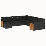 vidaXL Salon de jardin 11 Pièces avec coussins noir résine tressée