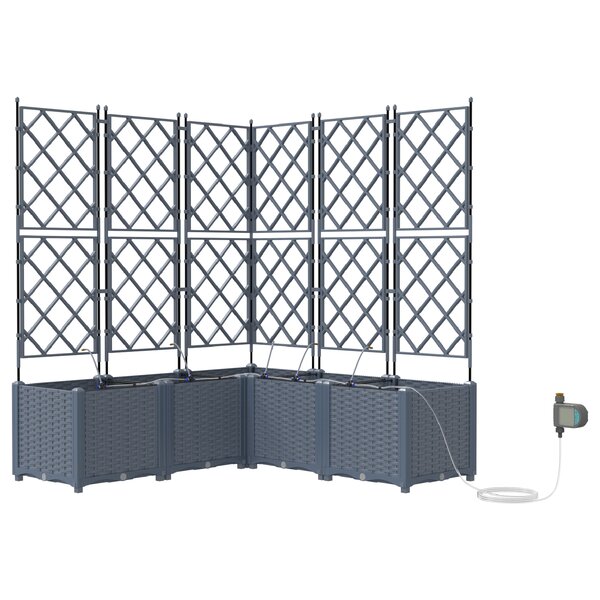 Jardinières vidaXL avec système d'irrigation 5 pièces Gris clair