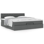VidaXL Cadre de lit ottoman avec matelas gris foncé 160x200cm tissu