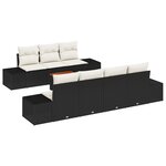 vidaXL Ensemble de canapé de jardin de 8 pièces avec coussins noir en poly rattan et acacia