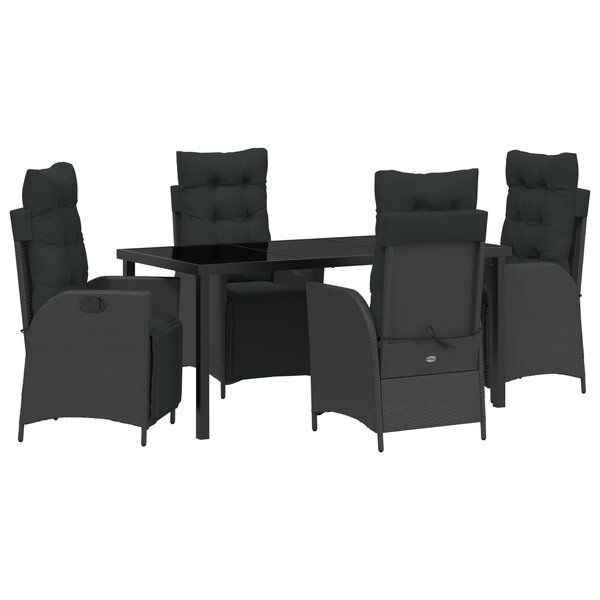 vidaXL Ensemble de salle à manger de jardin de 5 pièces en rattan poly noir