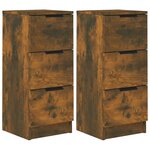 vidaXL Buffets 2 Pièces Chêne fumé 30x30x70 cm Bois d'ingénierie