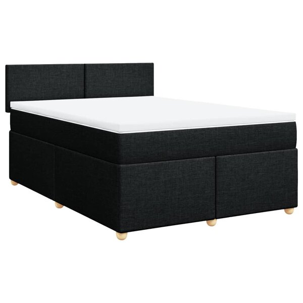 vidaXL Sommier à lattes de lit avec matelas Noir 160x200 cm Tissu