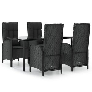 vidaXL Ensemble à manger de jardin coussins 5Pièces Noir Résine tressée