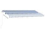 vidaXL Auvent manuel rétractable avec LED 400x300 cm Bleu et blanc