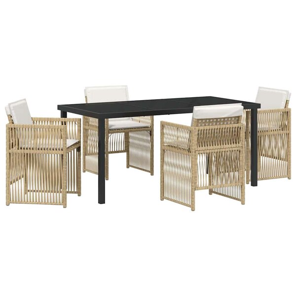 vidaXL Ensemble de salle à manger pour jardin 5 Pièces Beige Poly rotin