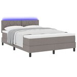 vidaXL Lit à ressorts avec matelas avec LED Taupe 160 x 200 cm tissu