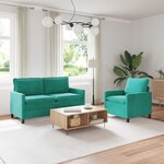 vidaXL Ensemble de Canapés 2 Pièces Turquoise Velours