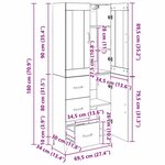 vidaXL Haut Armoire Bois Ancien 69 5 x 34 x 180 cm Bois d'ingénierie