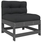 vidaXL Salon de jardin 3 Pièces avec coussins gris bois massif