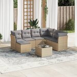 vidaXL Salon de jardin avec coussins 8 Pièces beige résine tressée