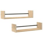 vidaXL Étagères murales avec barres 2 Pièces chêne sonoma 60x16x14 cm
