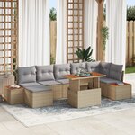 vidaXL Ensemble de salle à manger de jardin 8 pièces avec coussins Beige en poly rattan et acacia