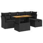 vidaXL Salon de jardin 6 Pièces avec coussins noir résine tressée acacia