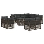 vidaXL Ensemble de canapé de jardin 12 Pièces Gris polyrotin