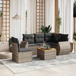 vidaXL Salon de jardin 6 Pièces avec coussins gris résine tressée