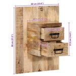 vidaXL Table de chevet 60x32x80 cm bois massif de manguier brut