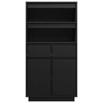 vidaXL Buffet haut Noir 60x40x116 5 cm Bois massif de pin
